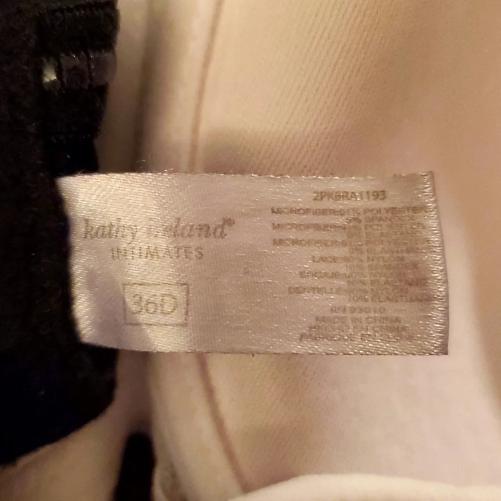 Kathy Ireland Intimates Bundle Of 2 Black and White Women's Wired Bra Set - 36D